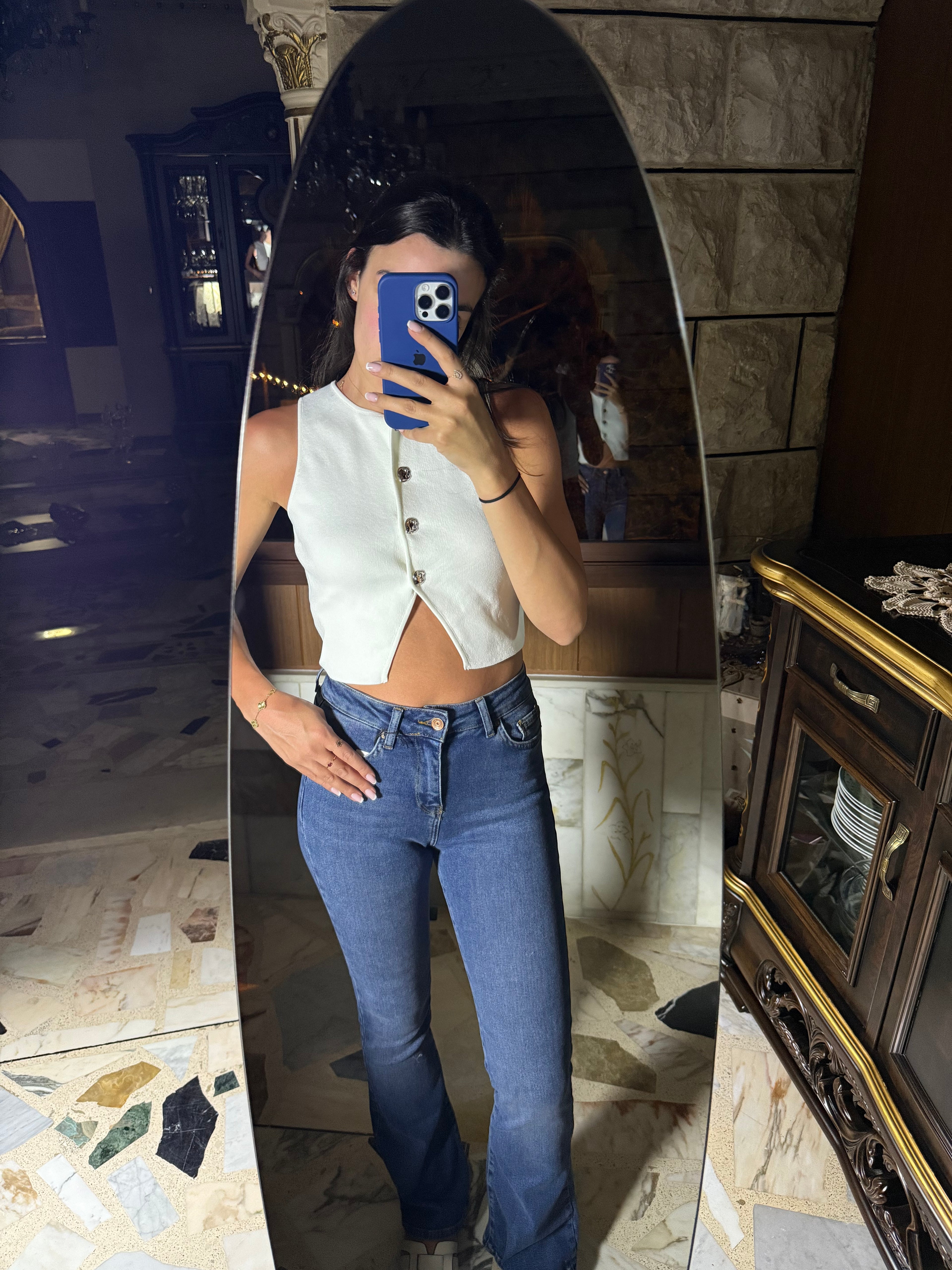 High-Waisted Flare Denim Jeans
