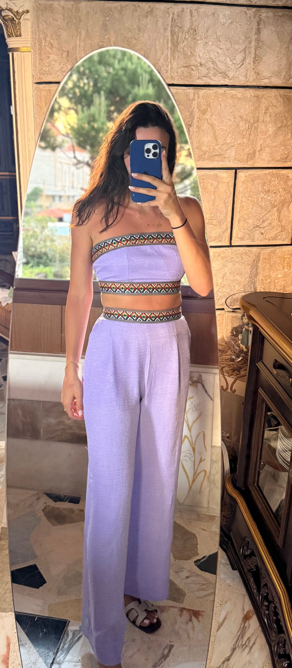 Lilac Two-Piece Set With Back Tie