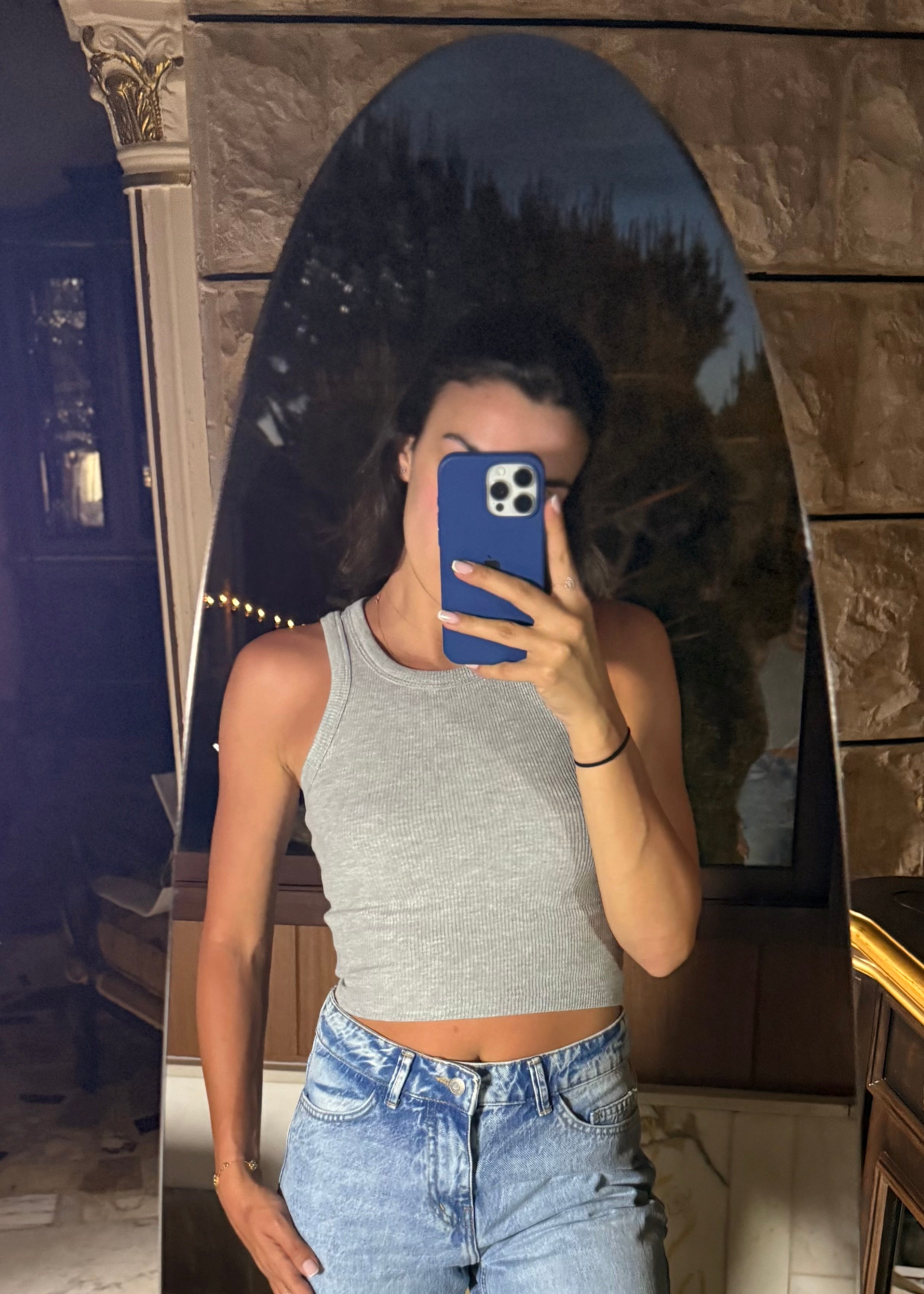 Cropped Gray Tank Top