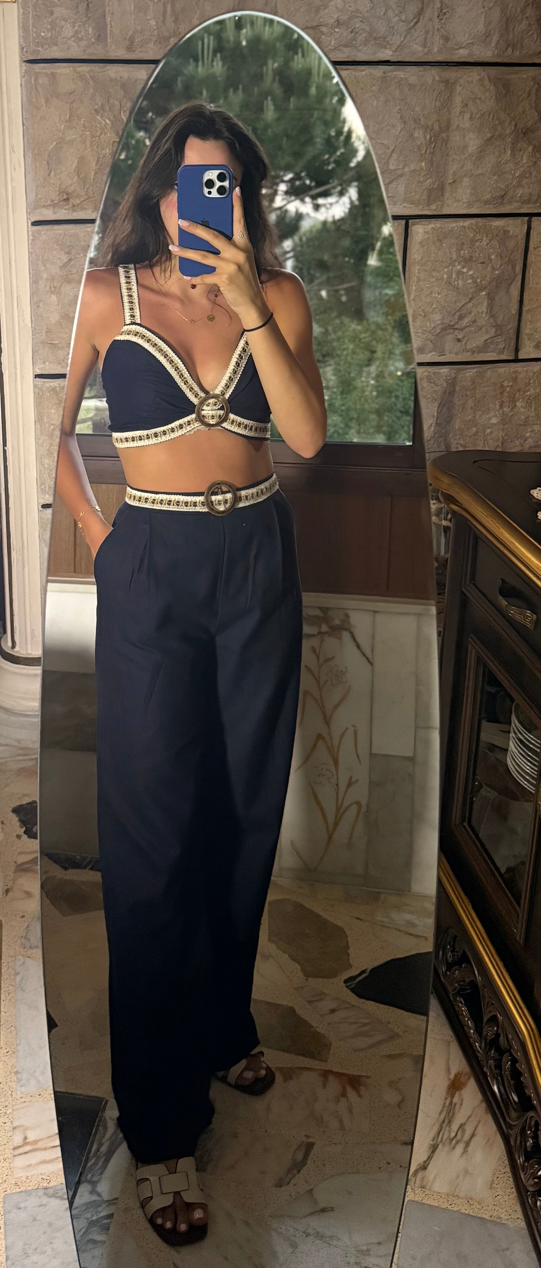Navy Minimalist Top & Pants Co-ord Set