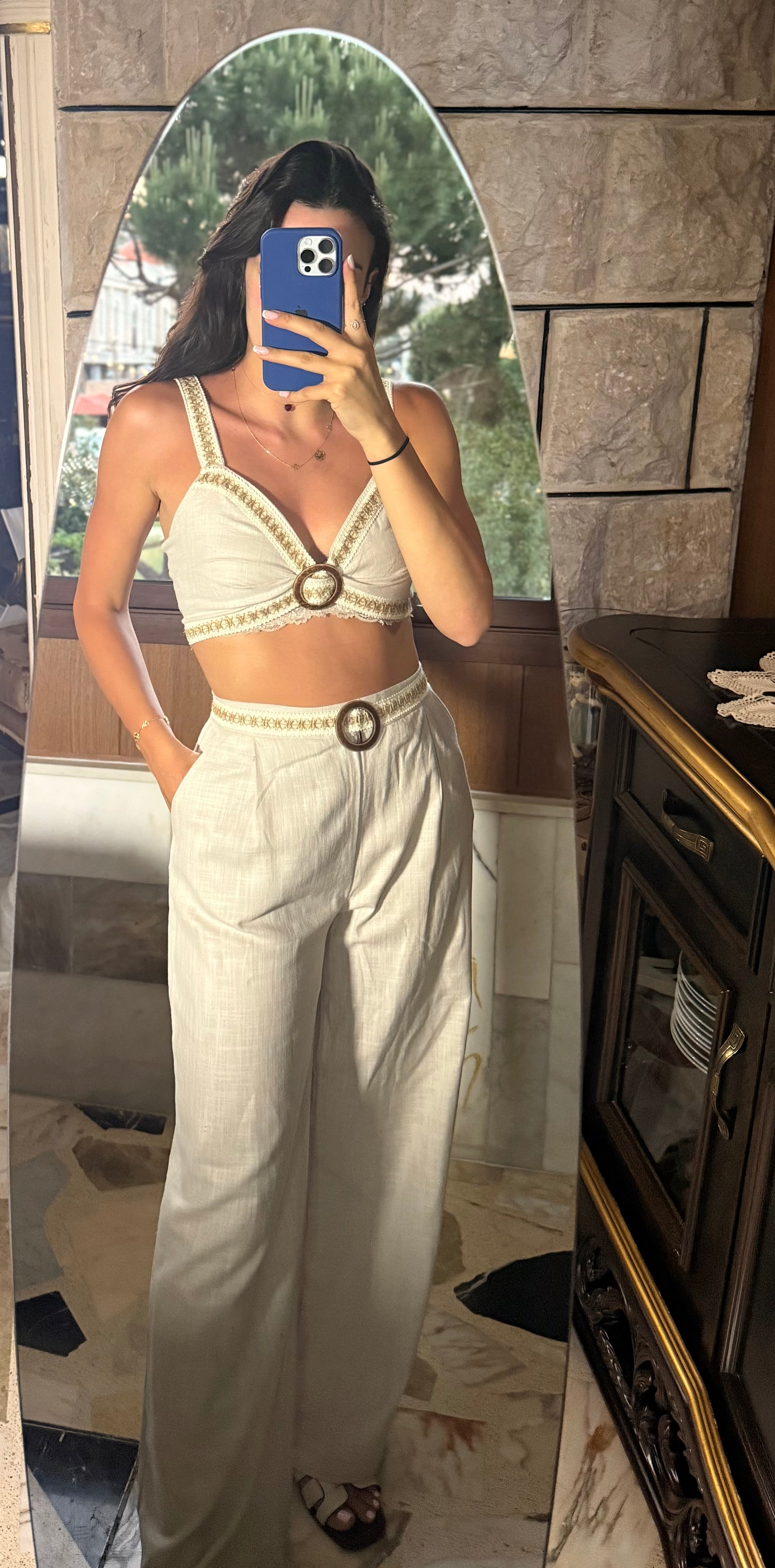 White Minimalist Top & Pants Co-ord Set