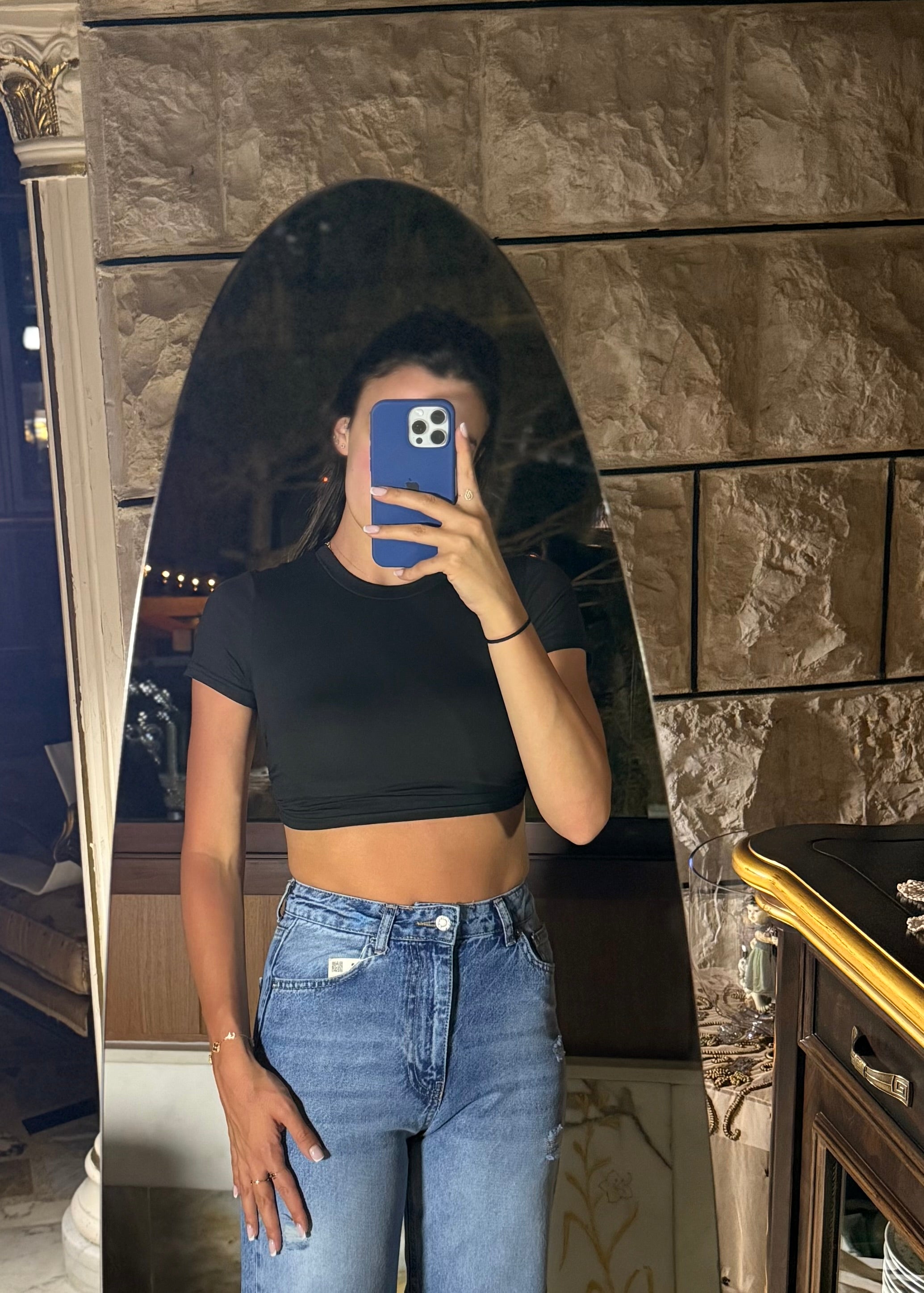 Open Back Black Crop Top