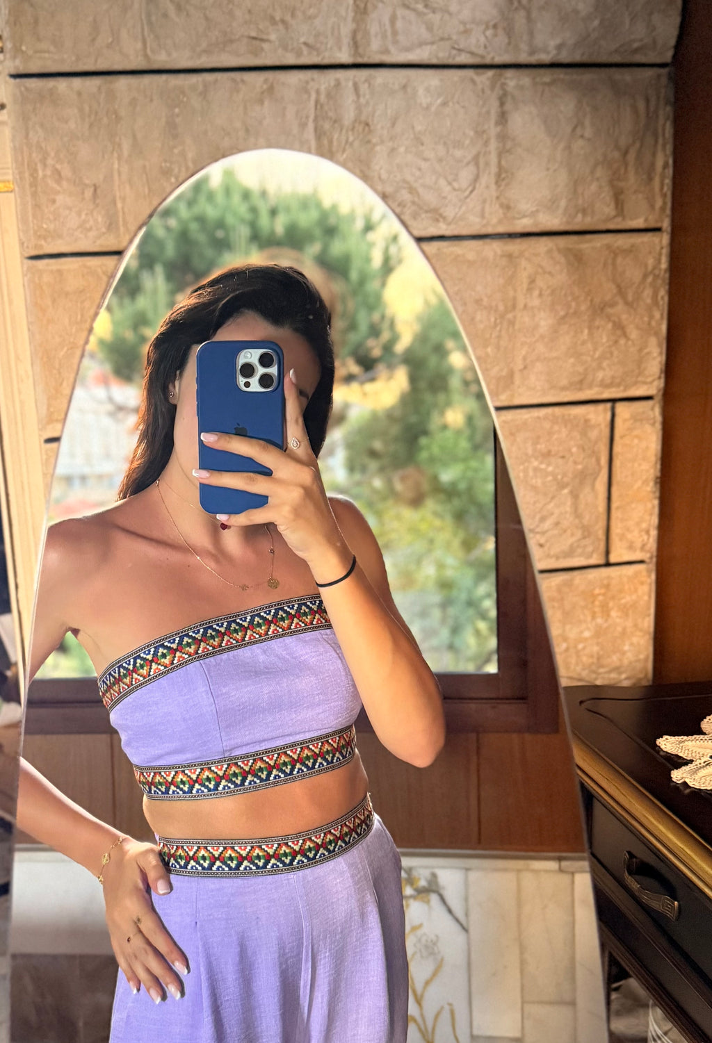 Lilac Two-Piece Set With Back Tie
