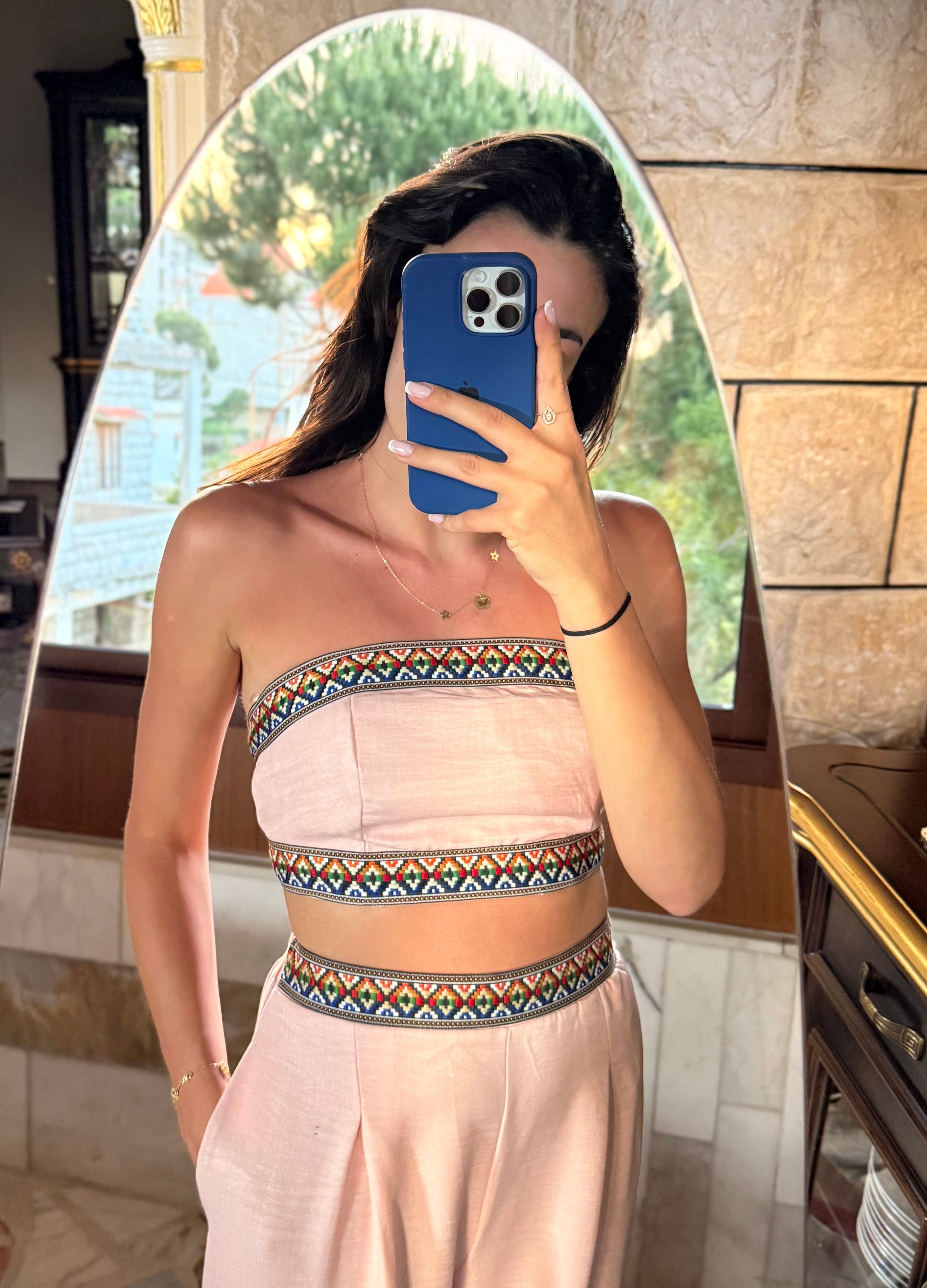 Rose-Gold Two-Piece Set With Back Tie