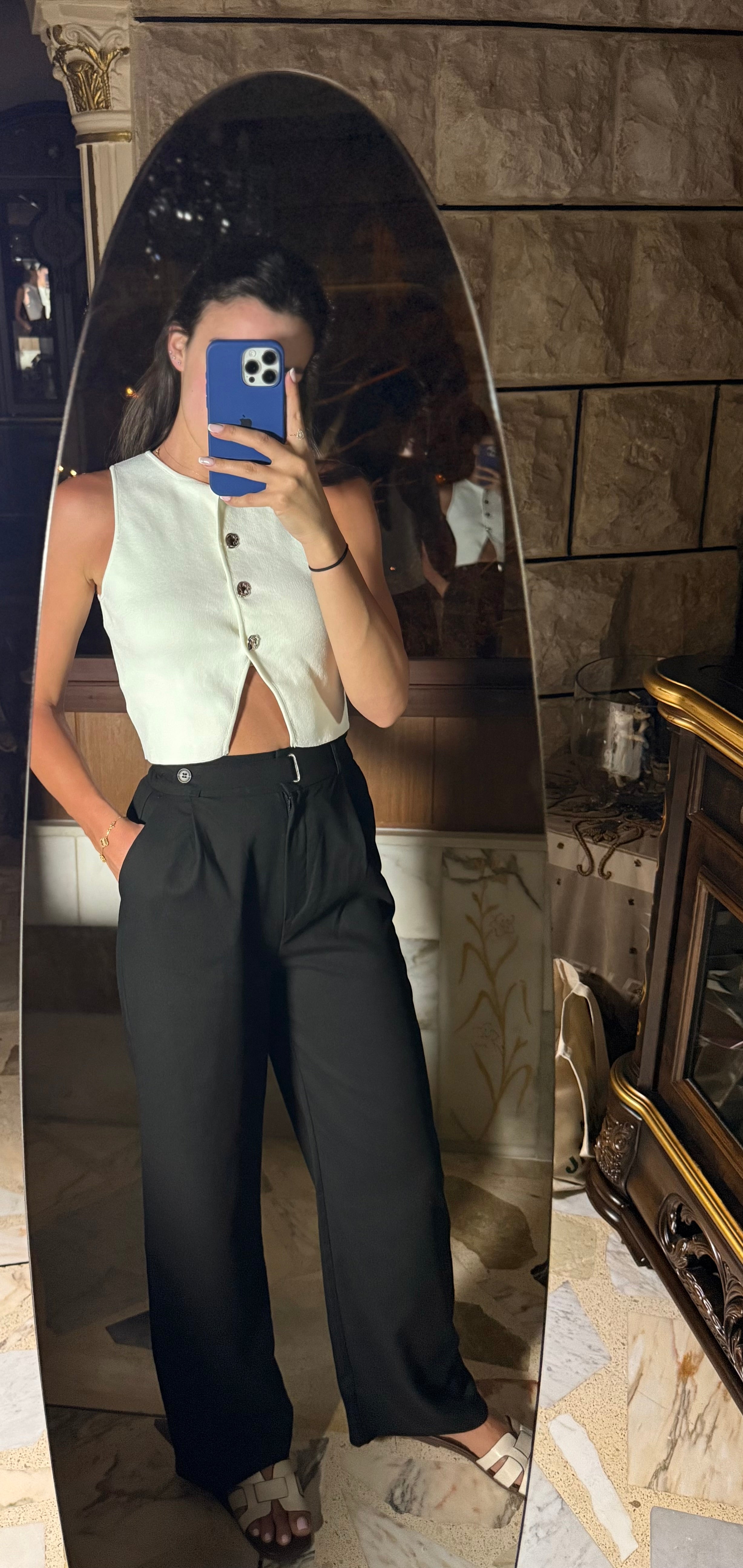 Black High-Waisted Tailored Pants
