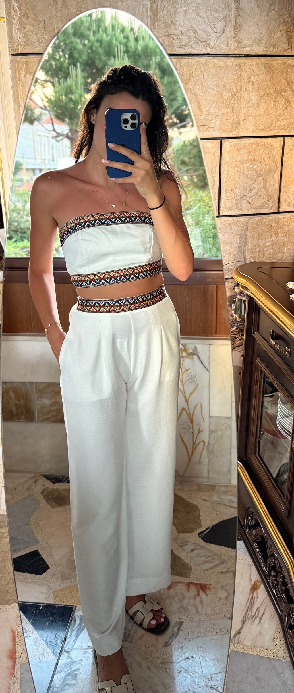 White Two-Piece Set With Back Tie