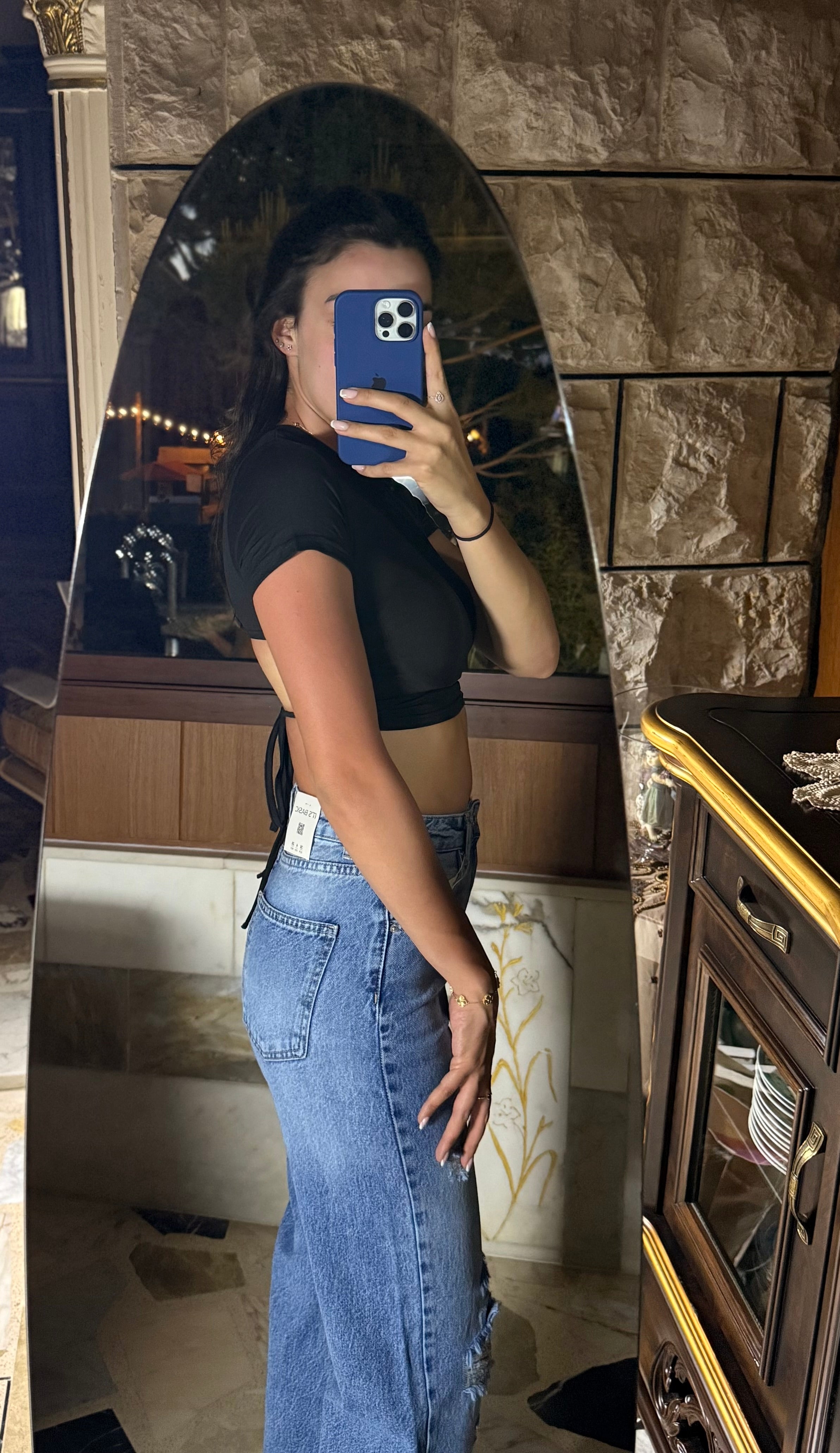 Open Back Black Crop Top