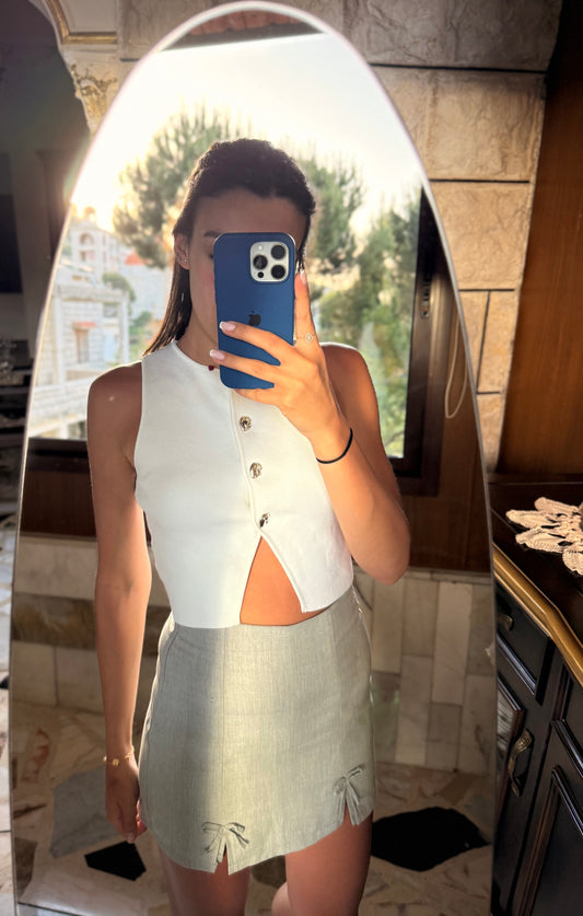 White Knitted Crop