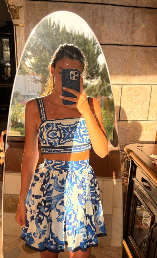 Blue Skirt & Top Set